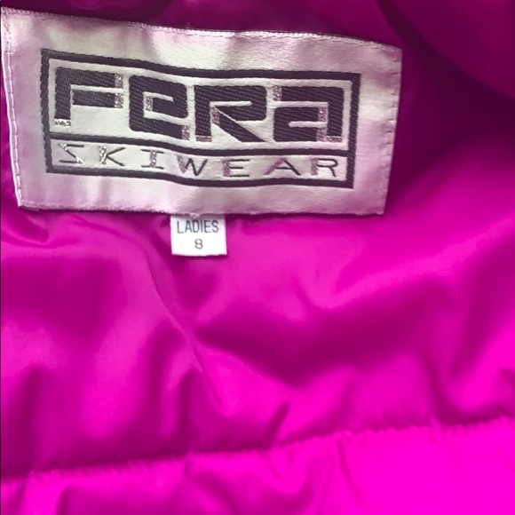 FERA SKI WEAR puffer jacket size 8 black pink snow winter clip - Picture 12 of 16